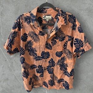 Oliver & Burke Men's Tropical Print Shirt short sleeve button down size XL